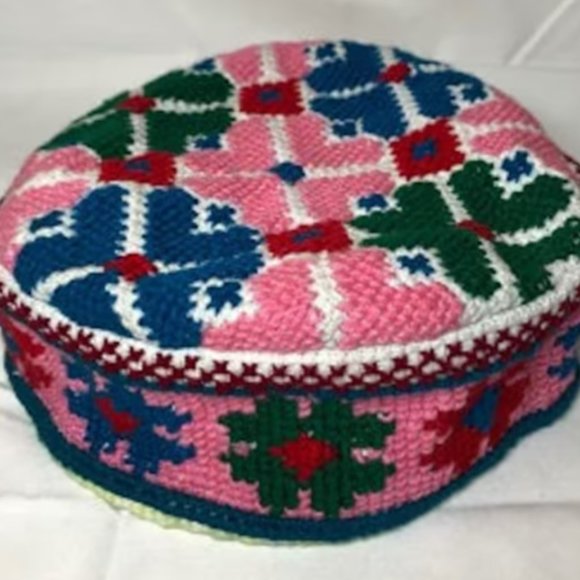 Floral Cap Hunza Headwear Winter Hat - Chunky Traditional Warm knit Hats